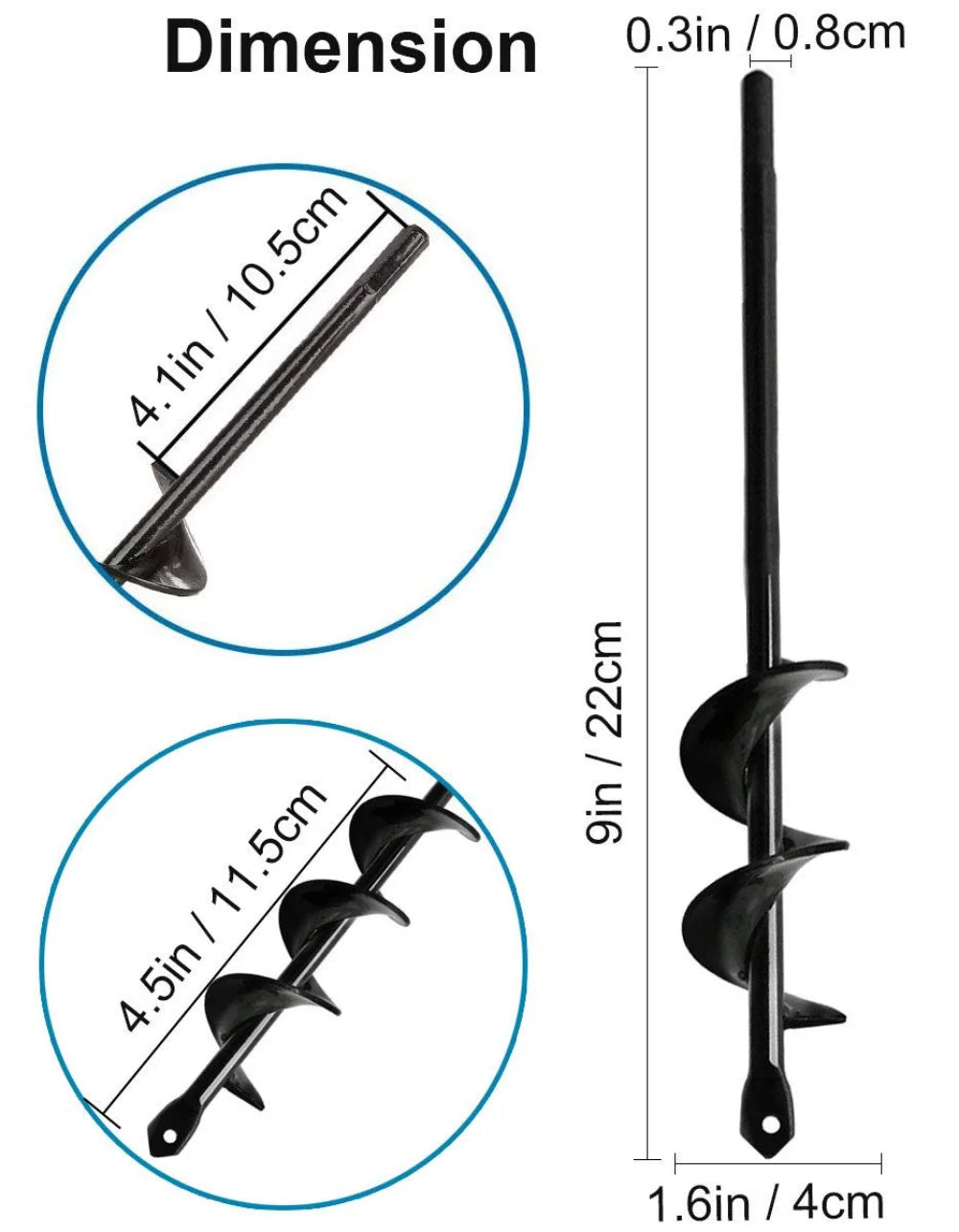Garden Spiral Auger Drill Bit (3/8" Hex Drive) β Easy Hole Digger for Bulbs & Seedlings
