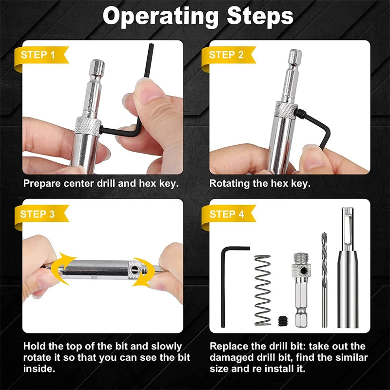Self‑Centering Hinge Drill Bit Set – Automatic Center Pilot Hole Tool for Cabinet Doors