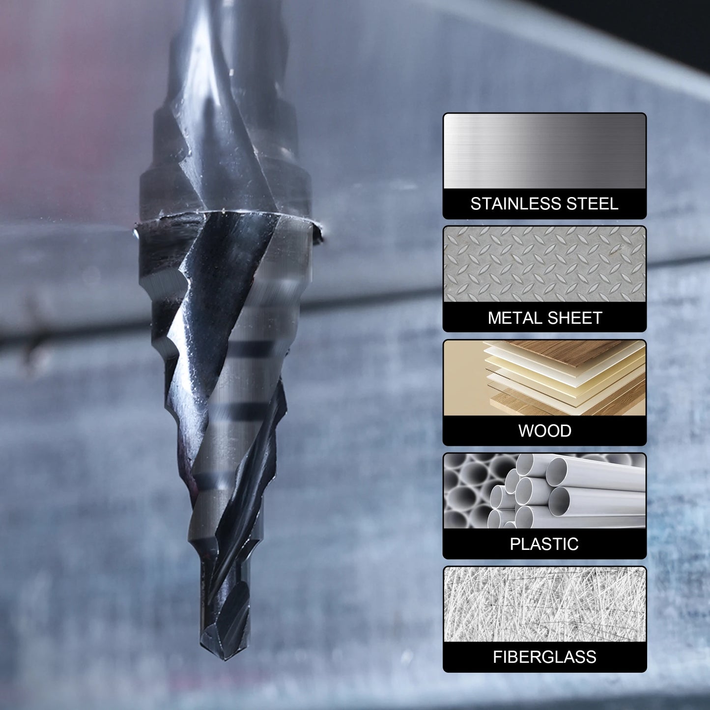 3‑Piece Spiral Step Drill Bit Set – AlTiN Coated M35 Steel (1/8"–7/8")