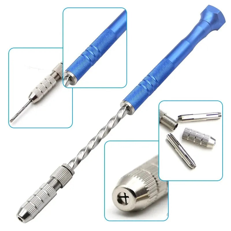 Manual Hand Twist Drill Set – Extended Reach with 10 Micro Drill Bits