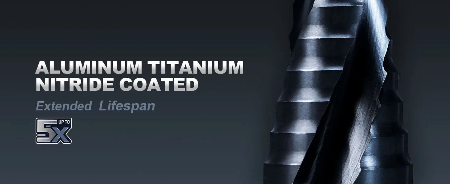 3‑Piece Spiral Step Drill Bit Set – AlTiN Coated M35 Steel (1/8"–7/8")