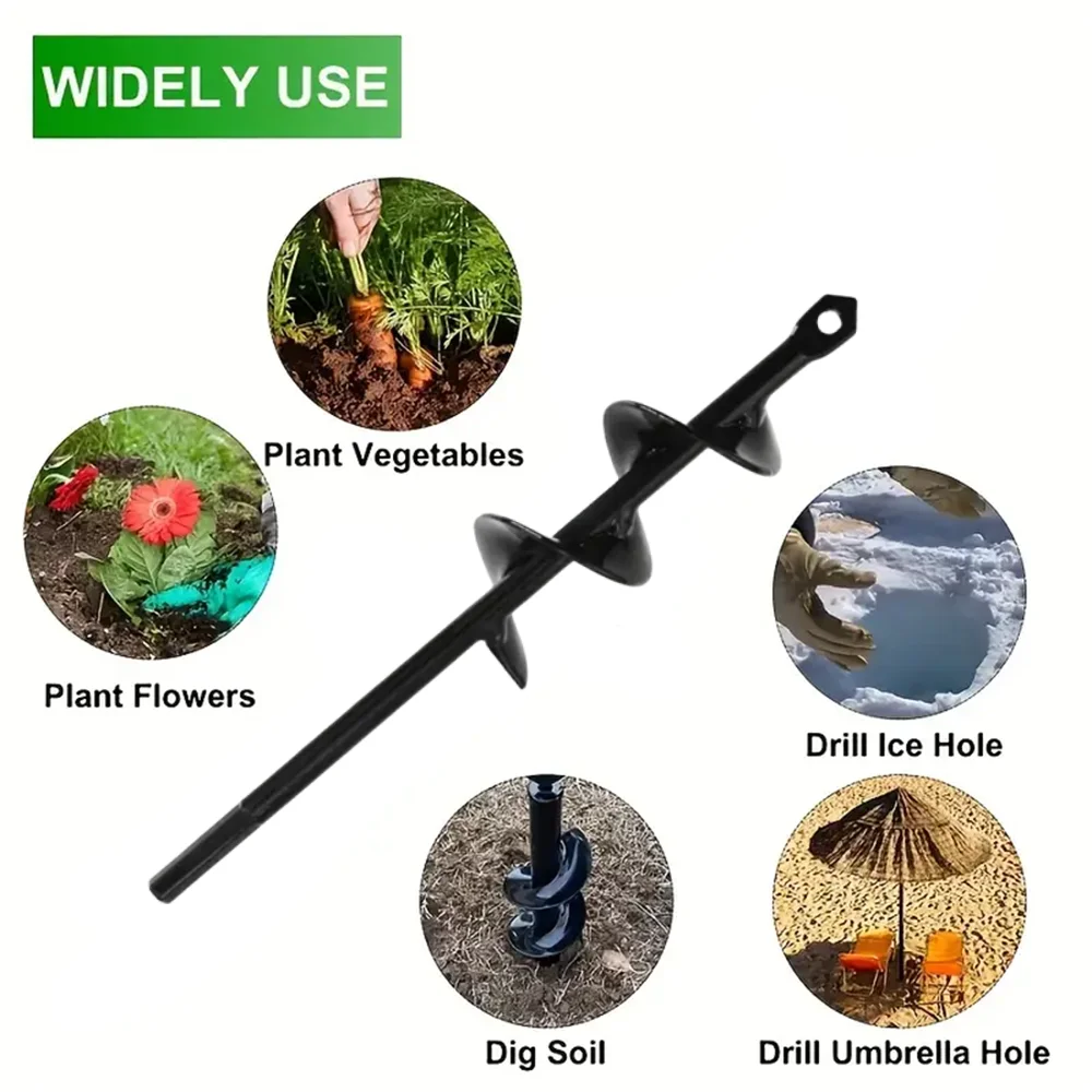 Garden Spiral Auger Drill Bit (3/8" Hex Drive) – Easy Hole Digger for Bulbs & Seedlings