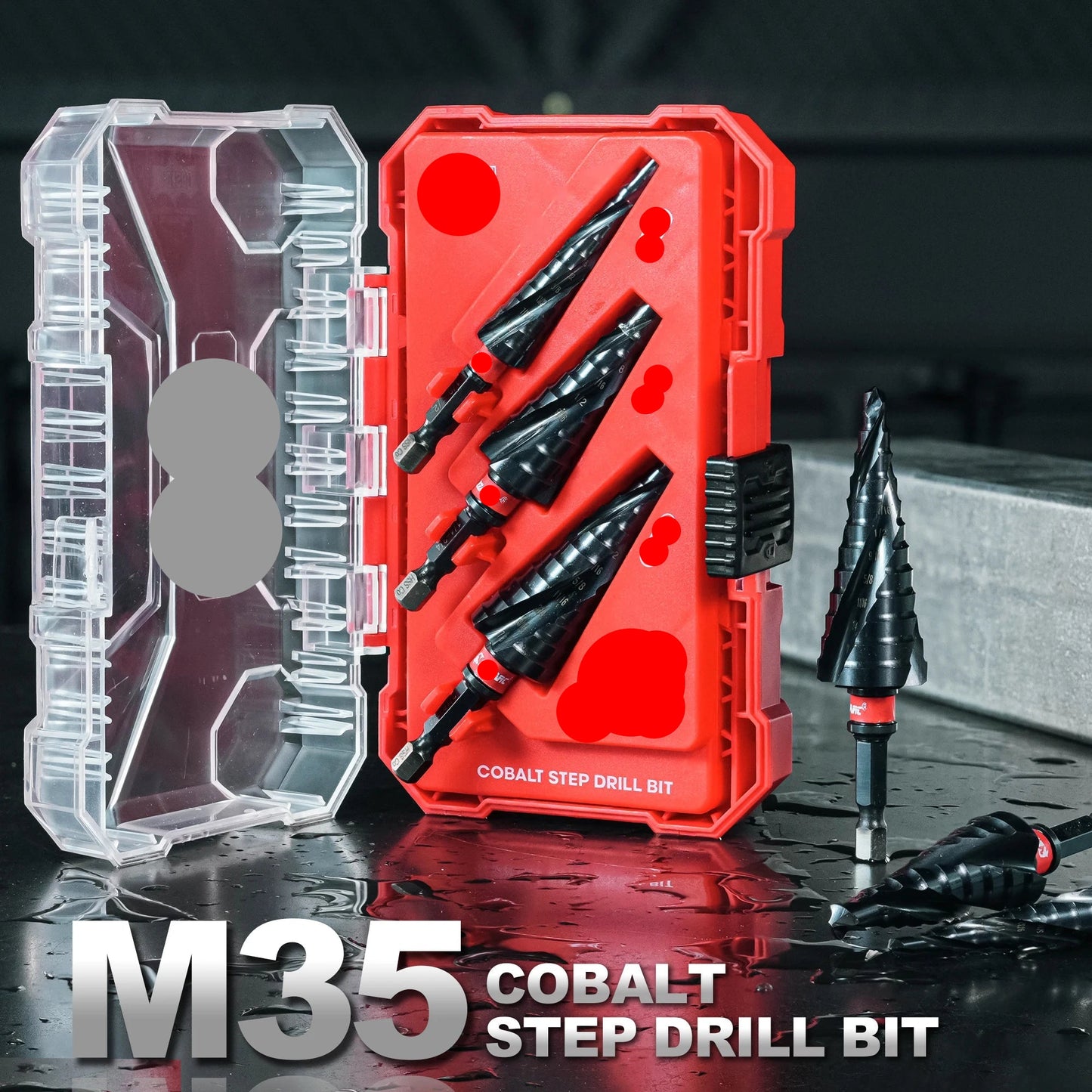 3‑Piece Spiral Step Drill Bit Set – AlTiN Coated M35 Steel (1/8"–7/8")