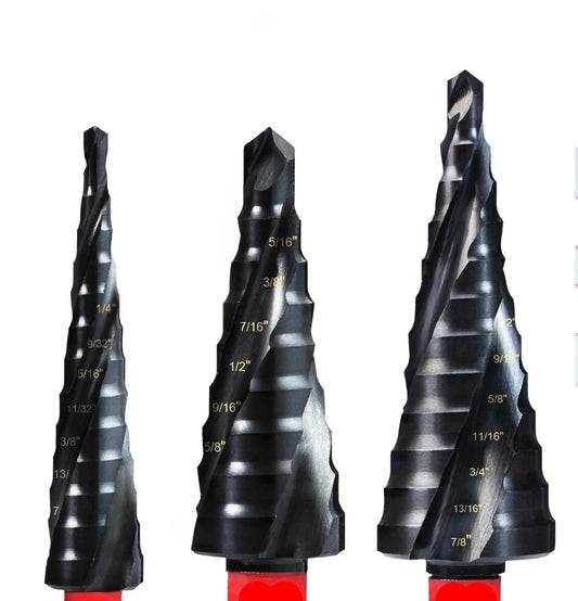 3‑Piece Spiral Step Drill Bit Set – AlTiN Coated M35 Steel (1/8"–7/8")