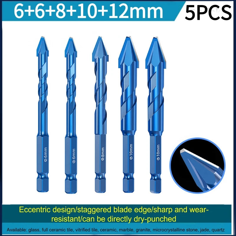 High-Hardness Eccentric Drill Bits – For Tile, Glass, Metal & Wood (Singles & Multi-Pack)