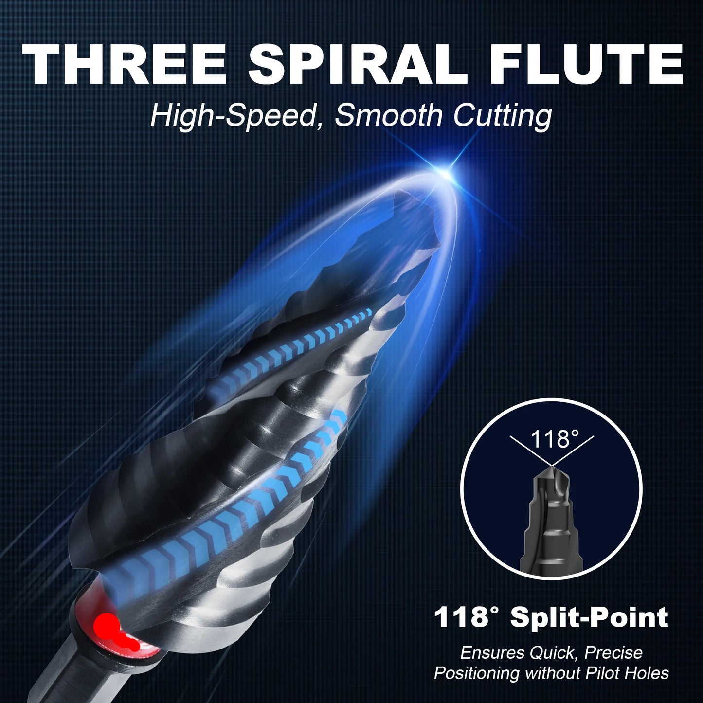 3‑Piece Spiral Step Drill Bit Set – AlTiN Coated M35 Steel (1/8"–7/8")