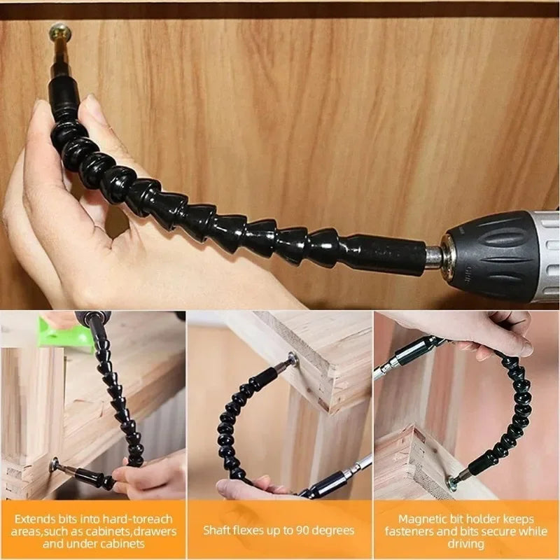 Flexible Drill Extension & Nut Driver Bit Set – Bendable Right Angle Adapter