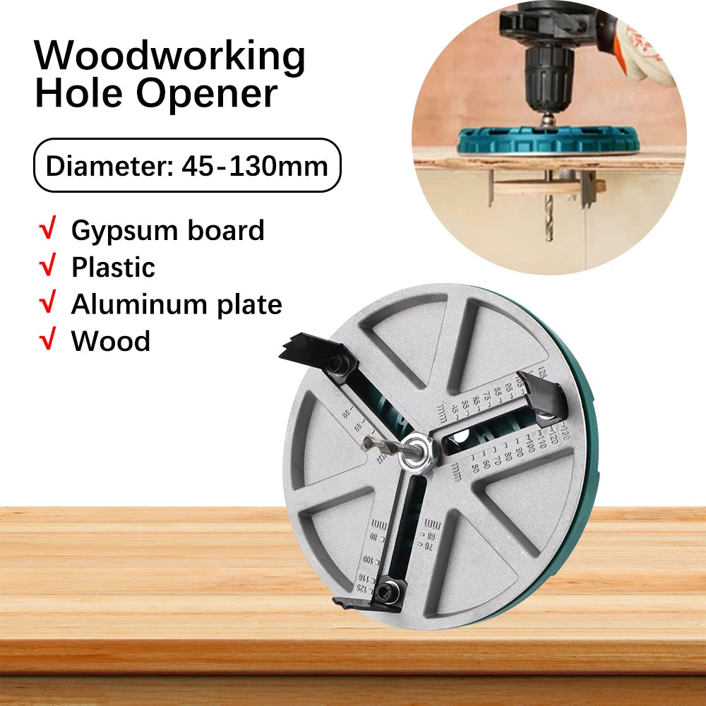Adjustable Multi‑Diameter Hole Saw (45–130 mm) – Precision Wood & Drywall Opener