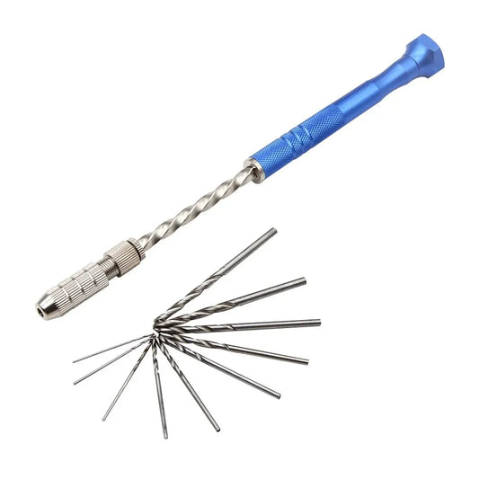 Manual Hand Twist Drill Set – Extended Reach with 10 Micro Drill Bits
